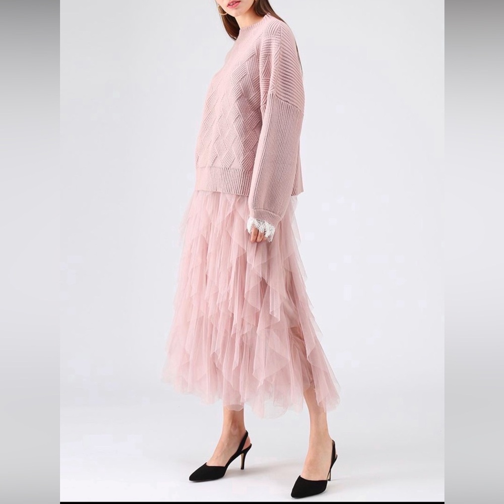 NWOT Pink Tulle Ruffle Skirt - Picture 6 of 7